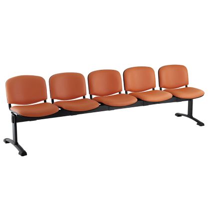 Kožená lavice ISO, 5-sedák - černé nohy, oranžová