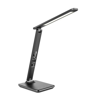 LED stolní lampička s displejem, černá
