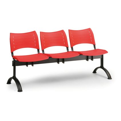 Plastová lavice VISIO, 3-sedák - černé nohy, zelená