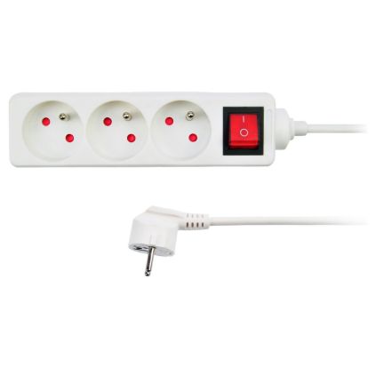 Prodlužovací kabel 3Z - 1,5m, vypínač, bílá