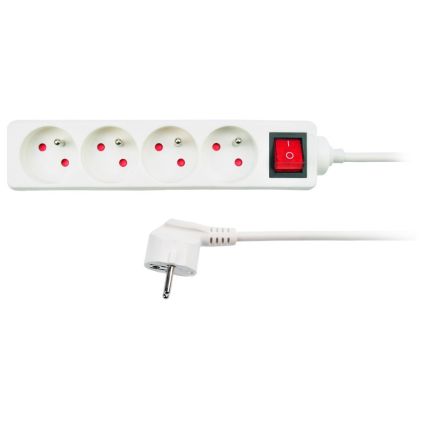 Prodlužovací kabel 4Z - 3m, vypínač, bílá