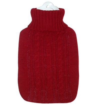 Termofor Hugo Frosch Classic pletený obal, 1,8 l, vínová