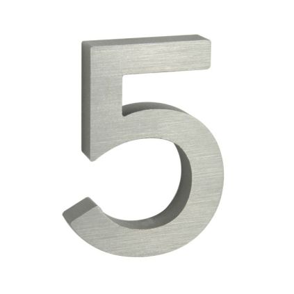 Domovní číslo "5", RN.100LV, broušené, stříbrná