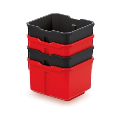 Sada 4 úložných boxů (krabiček) II, černá / červená