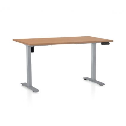 Výškově nastavitelný stůl OfficeTech B, 120 x 80 cm, šedá podnož, buk