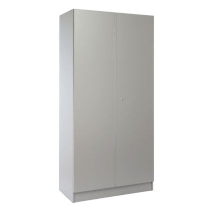 Dřevěná šatní skříň Visio LUX, 90 x 45 x 185 cm, cylindrický zámek, šedá