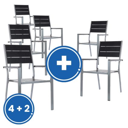 Zahradní židle Fargo 4 + 2 ZDARMA, černá / šedá