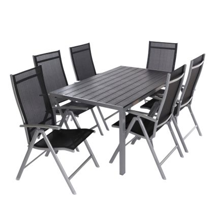 Zahradní sestava Alvero, obdélník - 6 míst, černá / šedá
