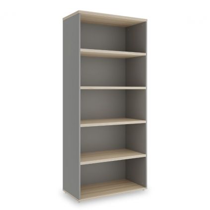 Vysoká skříň SimpleOffice 80 x 40 x 180 cm, dub světlý / šedá