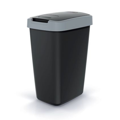 Odpadkový koš s barevným víkem, 12 l, šedá / černá