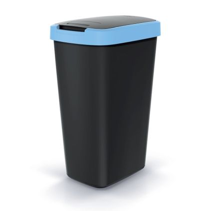Odpadkový koš s barevným víkem, 45 l, modrá / černá