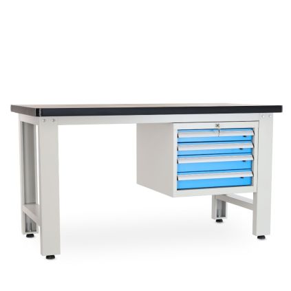 Dílenský stůl Solid MDF-04, 150 cm, závěsný box, černá