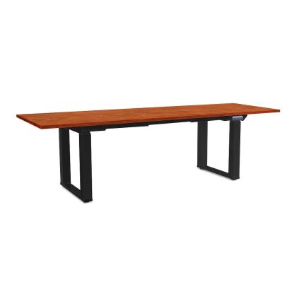Výškově nastavitelný stůl OfficeTech Strong 240 x 80 cm, černá podnož, třešeň