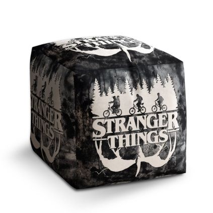 Taburet Cube Stranger Things White, černá / bílá