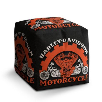 Taburet Cube Harley-Davidson motor, černá / červená
