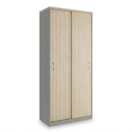 Vysoká skříň SimpleOffice 80 x 40 x 180 cm, dub světlý / šedá
