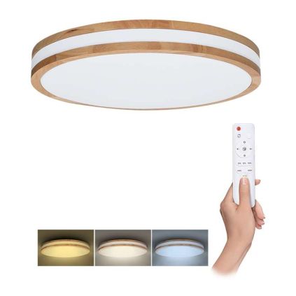 LED stropní světlo s dálkovým ovládáním Woody nastavitelné - průměr 50 cm, hnědá