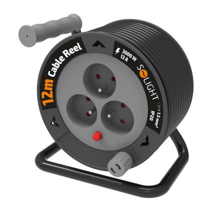 Prodlužovací kabel na bubnu 3Z - 12m, černá