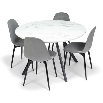 Jídelní set Masainas 4+1, bílá / šedá