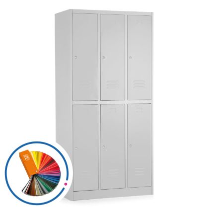 Kovová šatní skříňka - 6 boxů, 90 x 45 x 185 cm, cylindrický zámek, libovolná RAL