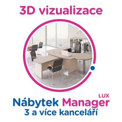 3D vizualizace Manager LUX: 3 a více kanceláří, 12 a více prac. míst