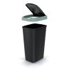 Odpadkový koš s barevným víkem, 45 l, zelená / černá