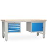 Dílenský stůl Solid OAK-41, 210 cm, 2 závěsné boxy, dub