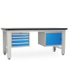 Dílenský stůl Solid MDF-41, 210 cm, 2 závěsné boxy, černá