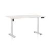 Výškově nastavitelný stůl OfficeTech B, 140 x 80 cm, bílá podnož, bílý jasan